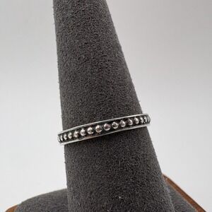 Silpada Sterling Silver 925 Beaded Band Ring Size 8 Oxidized Dot Stackable